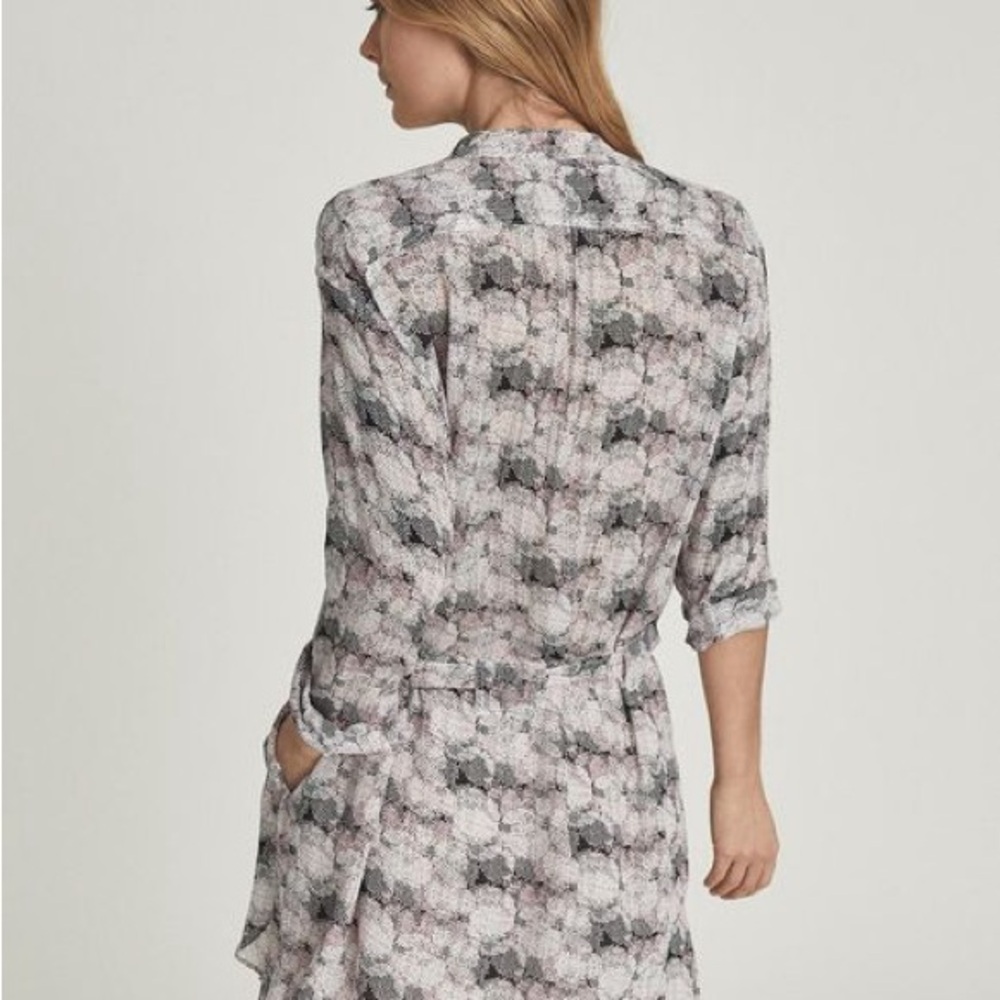 REISS Womens Sz 2 Alice Circle Printed Long Sleeve Shirt Belt Mini Casual‎ Dress - Picture 4 of 16
